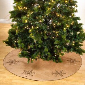 Beaded Snowflake Burlap 72" Christmas Tree Skirt